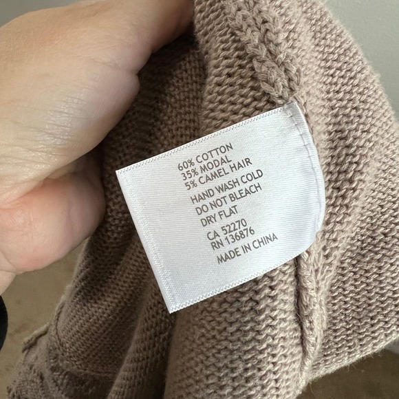 Bylyse Cable Knit Sweater Women's S Tan Camel Hair Mock Neck Knit Tunic - Picture 7 of 7